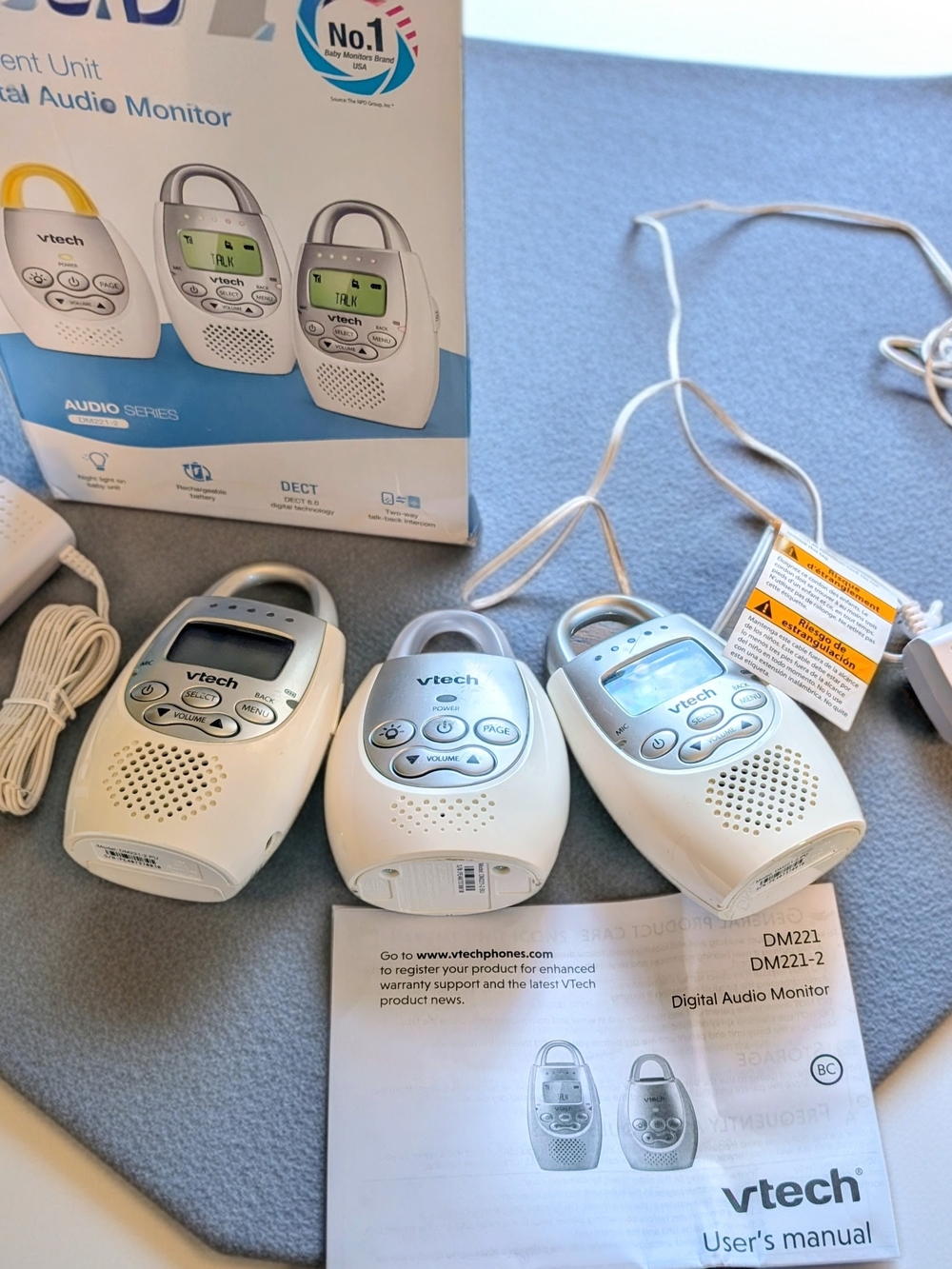 VTech DM221/DM221-2 White Digital Audio Baby Monitor - 3 Pack